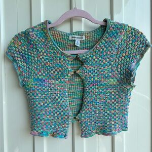 Knitted Multicoloured Cap Sleeve Bolero